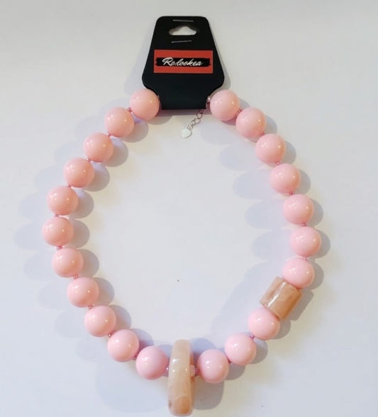 Maxi Collar Acrilico rosa pastel