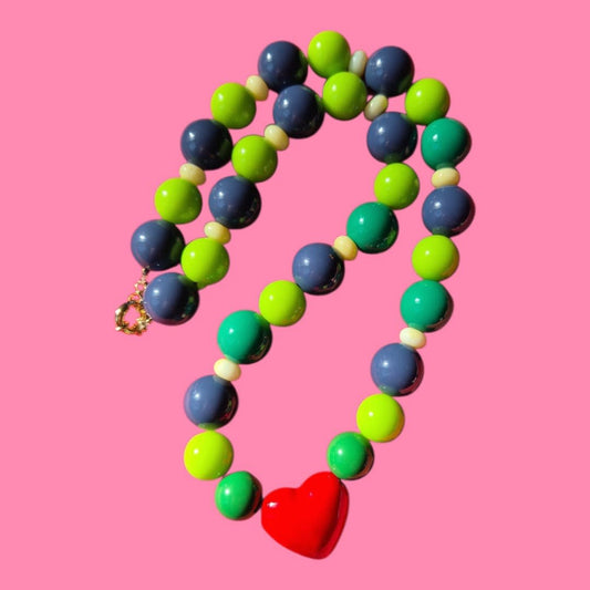 Collar Verde/Índigo Corazón